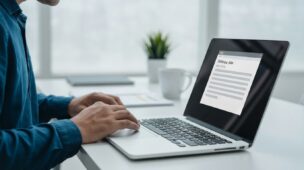 Designer criando um site manualmente com código HTML, CSS e JavaScript