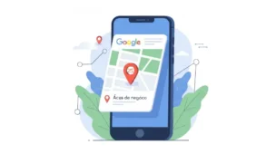 Smartphone exibindo mapa do Google com localização de negócio